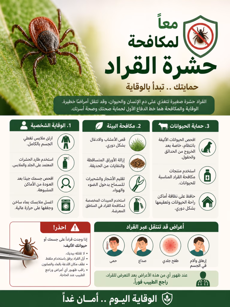 أضرار القراد الخطيرة على الإنسان والحيوان